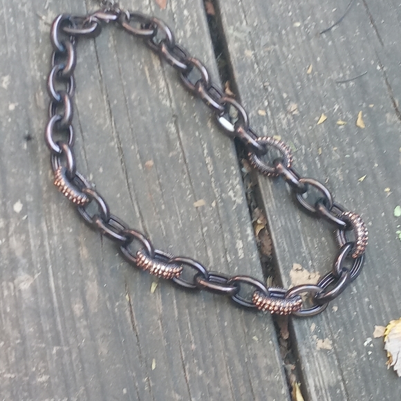 🌰🌞 Chunky Thick Chainlink Rhinestones Necklace - Picture 6 of 11